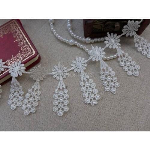 2.2 inch Ivory White Venice Lace with Pendant for Dresses, Weddings, Belly Dance Costumes