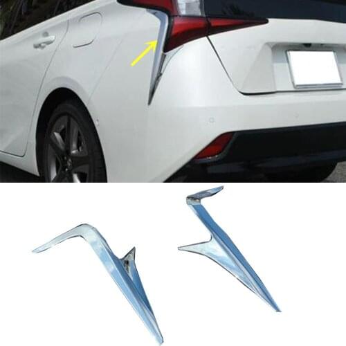 For Toyota Prius 2019 2020 Car Body Rear Tail Light Lamp Detector Frame Stick ABS Chrome Cover Trim Eyebrow Hoods
