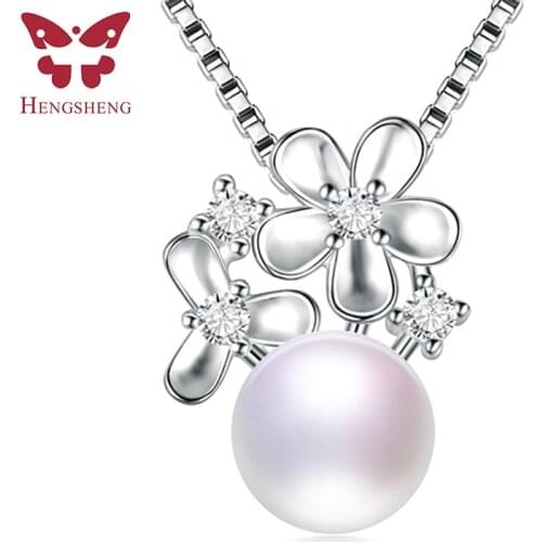 Pearl Necklace 925 Sterling Silver Genuine Freshwater Cultured Pearl Pendant Necklace for Women Girls Handmade Pearl Charms