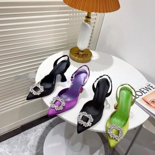 Pointed Toe Stiletto Ladies Sandals 2021 Summer New Sun Diamond Buckle High Heel Sandals