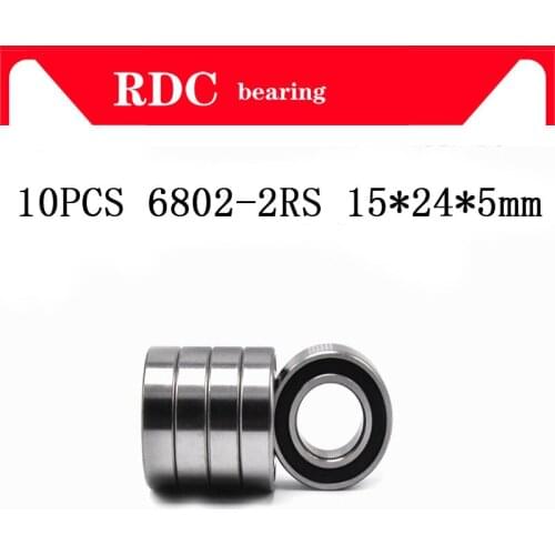 Free Shipping 10PCS ABEC-5 6802-2RS High quality 6802RS 6802 2RS RS 15x24x5 mm Thin Wall Rubber seal Deep Groove Ball Bearing