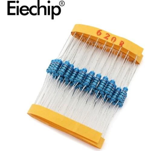 100pcs/lot 0.5W 1 ohm 1% Metal film resistor 1/2W resistance 620R Electronic resistors