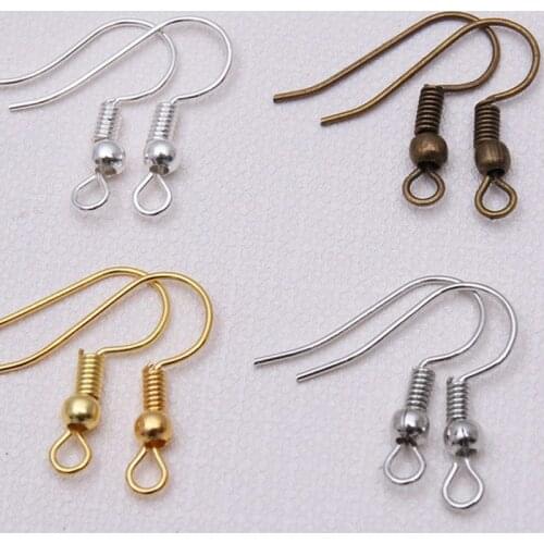 100 Pcs/Lot Gold Silver Color Antique Bronze Ear Hooks Earrings Clasps Findings Earring Wires For Jewelry Making Supplies