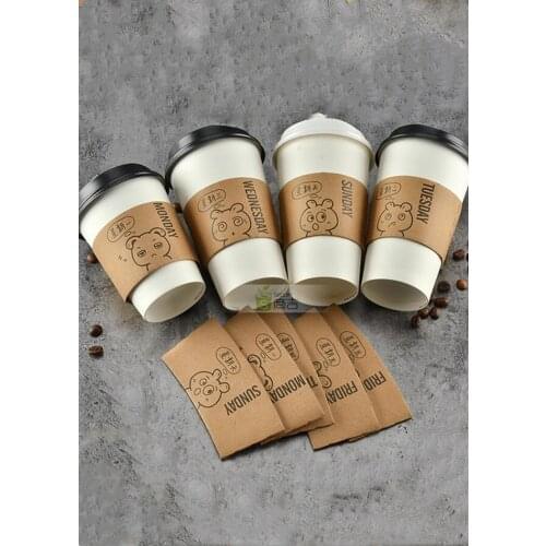 1000PCS/LOT Customized Design LOGO Disposable Cups Sleeve Double-deck Corrugated Paper Coffee Tea Cup Cover Anti-hot