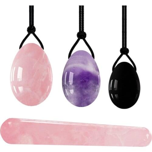 3 pcs Rose Quartz Yoni Egg Set Jade Eggs Women Kegel Exerciser Jade Massager Vaginal Muscles Tightening Ball Crystal Kegel Eggs