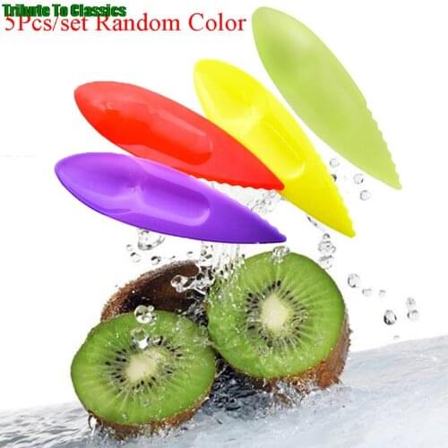 5PCS Peeler Cutte Plastic Kiwi Spoon Kiwi Dig Scoop Peelers Scoop Cutter Candy Color Vegetable Fruit Knife Slicer r KitchenTools