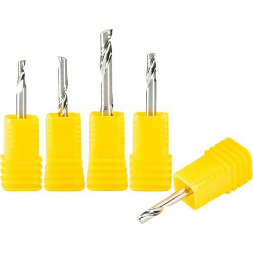 5pc 6mm 6.35mm 1/4" AAA Carbide CNC Router Bits One Single Flute End Mill Tools Aluminum Cutting Milling Cutter CEL 17/22/25mm