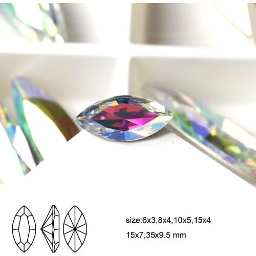 AB Crystal Strass Rhinestones K9 Glass Pointed Back Stones Horse Eye For DIY Clothes 3D Nail Art Decoration Diamond Applique