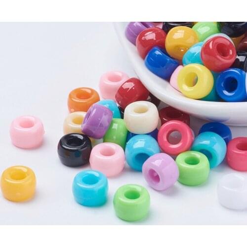 Barrel Opaque Acrylic European Beads for jewelry making DIY Bracelet Necklace Accessories Decorate 9x6mm, Hole: 4mm F70