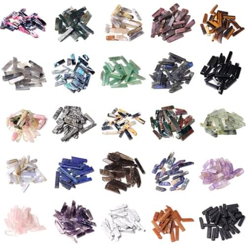 30+ Kinds Point Beads 5 Pcs 5-8*20-48 mm Natural Amazonite Slab Rough Tiger Eye Rectangle Beads For DIY Making Jewelry Necklace