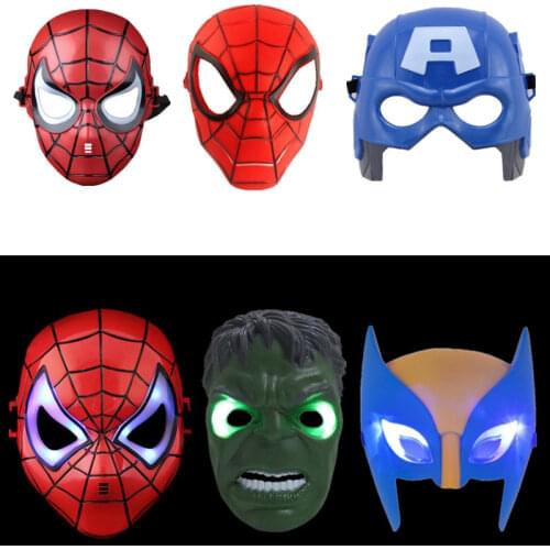Child Hulk/Spiderman/Iron Man/Captain America Superhero 3D Mask Kids Halloween Avengers Prom Led Mask Cosplay Fantasy