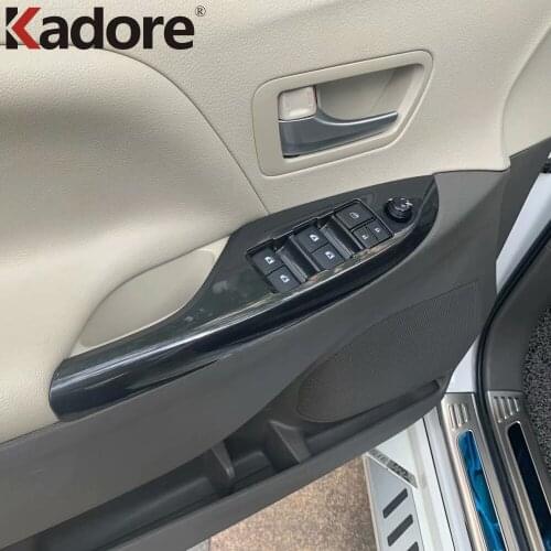 For Toyota Sienna 2019 2020 Carbon Fiber Car Interior Decoration Door Window Switch Cover Trim Armest Panel Car Sticker