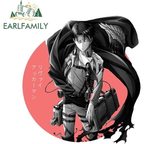 EARLFAMILY 13cm x 12cm For Attack on Titan Levi Ackerman Creative Car Stickers Refrigerator Decal Campervan Car Wrap Decoration