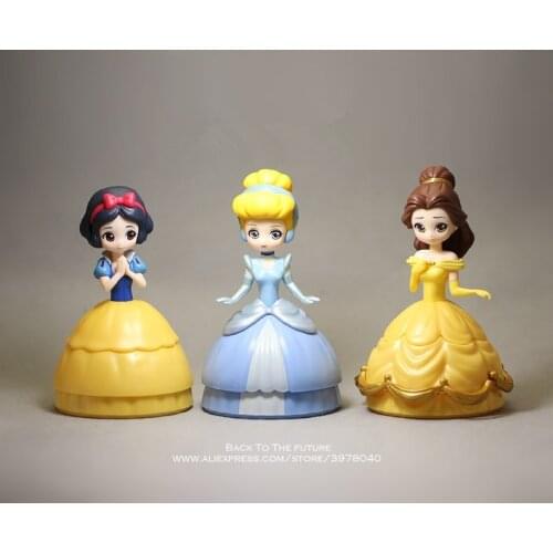 Disney Princess Snow White Cinderella 13cm 3pcs/set Action Figure Model Anime Mini Decoration PVC Collection Figurine Toys model