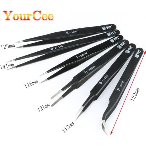 ESD Tweezers Precision High-elastic Anti-static Stainless Steel Tweezer Soldering Hand Tools Station High Quality