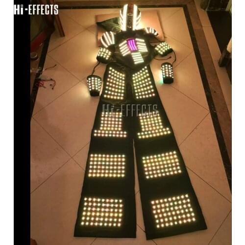 LED Lights Costumes LED Robot Suit Halloween LED robot costume with helmet Colorful led robot clothes Festival DJ Show Props