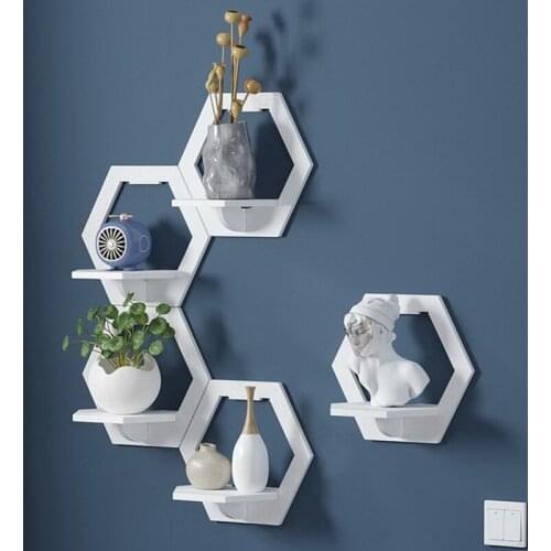 Creative Flower Pot Stand Wall Shelf Free Punch Wall-Mounted TV Background Wall Hanger Bedroom Balcony Bedside Wall Home Decor