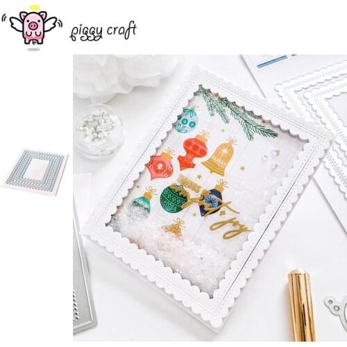 Piggy Craft metal cutting dies cut die mold Stitched Scallop Rectangles Scrapbook paper craft knife mould blade punch stencil