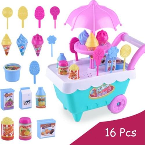 Simulation Small Ice Cream Carts Girl Mini Candy Cart Shop Pretend play Supermarket Childrens Toys Playing Home Ice-cream House