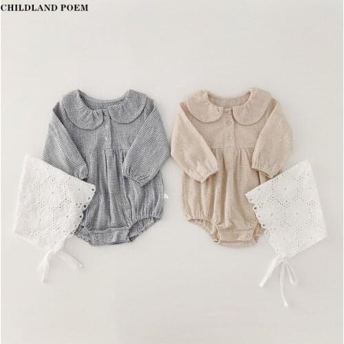 Baby Girl Boy Clothes Spring Baby Romper Newborn Baby Clothes Plaid Baby Girl Romper Cotton Infant Boy Romper Jumpsuit With Hat