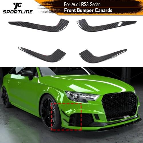 Car Front Bumper Fins Splitters Canards For Audi RS3 Sedan 2017 2018 2019 Front Bumper Splitters Air Vents Fins Carbon Fiber
