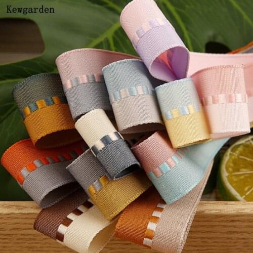 Kewgarden DIY Hairbow Accessories Stripe Ribbon 1.5" 1" 5/8" 40mm 25mm 16mm Handmade Crafts Sewing Gift Packing 10 Yards