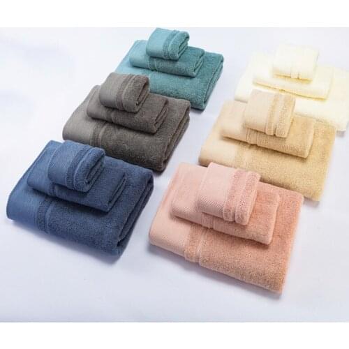 3 Pcs Platinum Satin Towel Sets Pure Colour Thicken Bathroom Beach Bath Towels 100% Cotton Facial Towel for Home Washing sets
