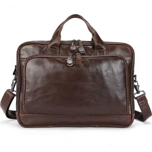 Natural Cowhide Laptop Briefcase Men Bags Mens Genuine Leather Bag For Huawei MateBook 14 Computer Bag For Lenovo Mac Book DELL