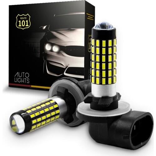 Route101 H27 881 LED Fog Lights 12v 24v with Lens DRL H27W/2 Daytime Running Parking Car Bulbs for Auto Foggers Lamp Accessories