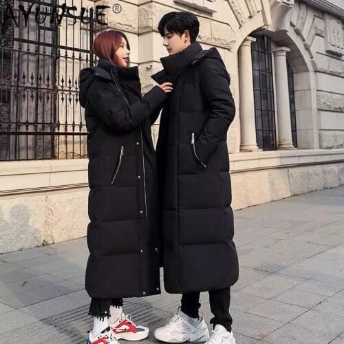 AYUNSUE Down Jacket Winter Mens Jackets Thick Clothes 5XL Hooded Mens Clothing Couples Long Coat 2020 Ropa De Hombre LXR469