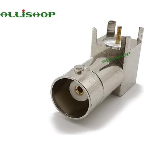RF Coaxial Connector in Series BNC Female Right Angle Thru Hole PCB Mount Solder BNC Female RF Adapter