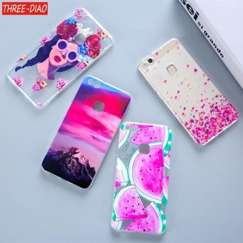 THREE-DIAO Soft TPU Silicon Phone Case for Huawei P8 P9 P10 P8Lite P9Lite P10Lite 2017 Transparent Back Cover