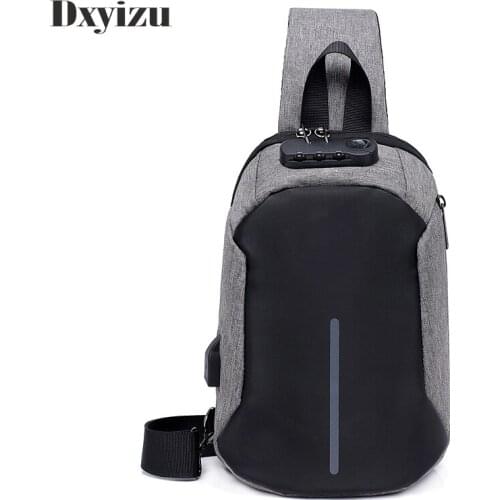 2020 Fashion Trend USB Charging Crossbody Bags Men Easy Matching And High Quality Theftproof Magnetic Button Open Leather Bag