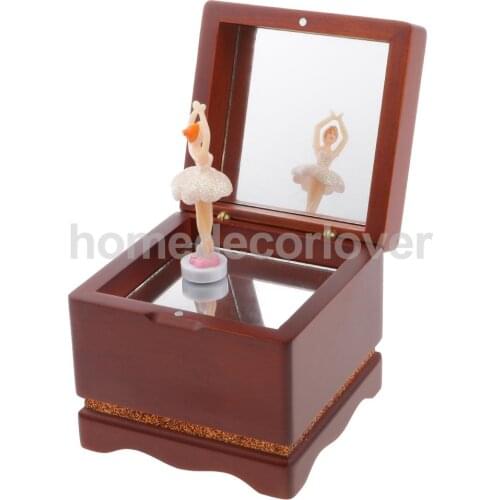 Vintage Wooden Dancing Girl Music Box Melody Box Desk Decoration Castle in the Sky Tune Birthday Christmas Gift