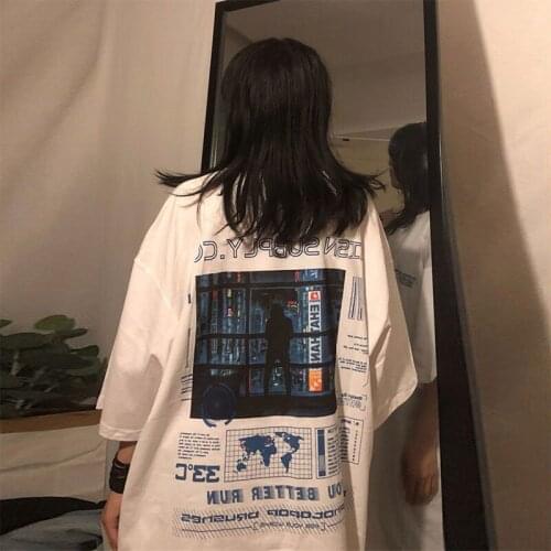 2021 Summer Style Anime Graphics Hip-Hop Style Oversize Couple Short-Sleeved t-Shirt Kpop Korean Fashion Aesthetic Woman Top