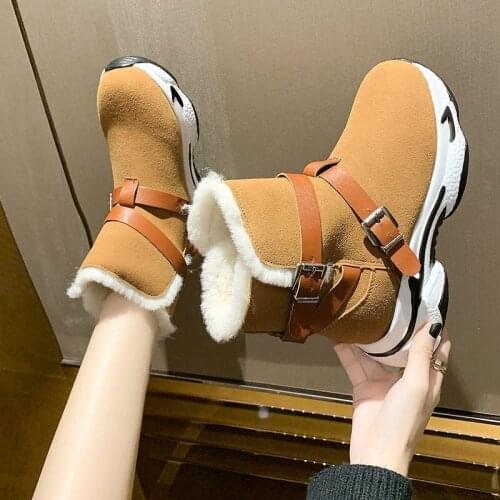 2020 Women Boots Winter Snow Boots Female Boots Warm buckle Wedges Women Shoes Tide Botas Mujer Hot Sale Women Boots p567
