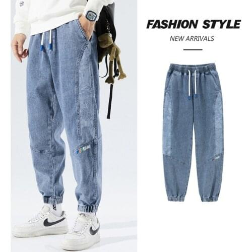 M-8Xl Oversized Jeans For Men Spring Streetwear Patchwork Embroidery Large Sized Cargo Denim Pants Handsome Boyfriend Trousers