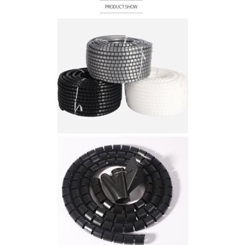 10M cable manager sleeve 8-28mm PE wire covered tube coil winding tube white/black/grey