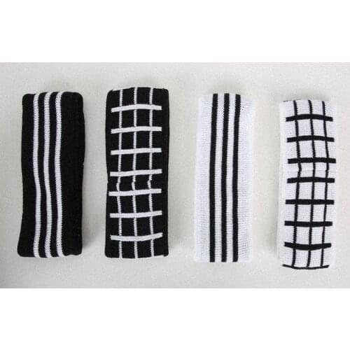 120pcs/lot knitted sport black and white plaid headband/hair band.striped headband