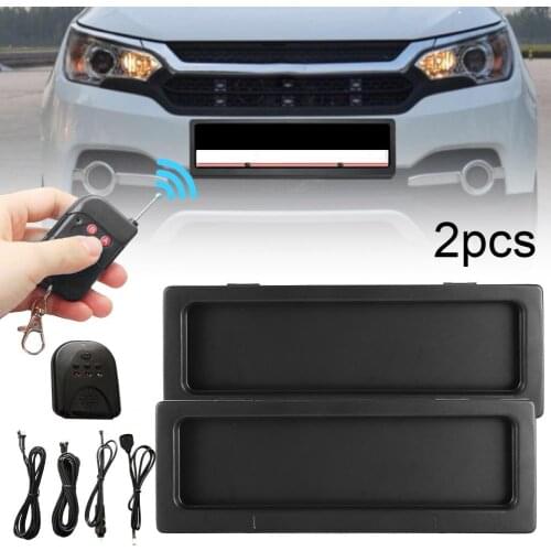 2Pcs Front Rear Roller Shutter Electric Stealth Remote License Plate Frame Holder Ignitor Interface for Australian Standard Car