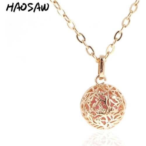 26mm Necklace Golden Flower Hollow Cage Magic Box Bell Music Sound Colorful Round Bead For Women Necklace Jewelry Making