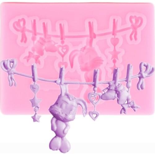 3D Baby Rabbit Silicone Mold Heart Five-pointed Star Fondant Molds Cake Decorating Tools Chocolate Gumpaste Candy Clay Moulds