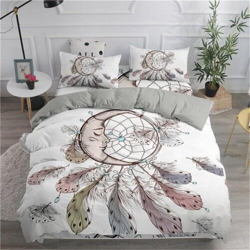 3D Home Decor Dream Catcher Moon Bedding Set Microfiber Bedspread Pillowcase Queen King Full Size Adults Bed Set