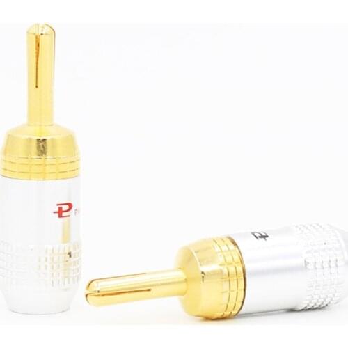 4PCS HIFI gold plated banana plug, Audio Jack connector, Self locking banana adapter