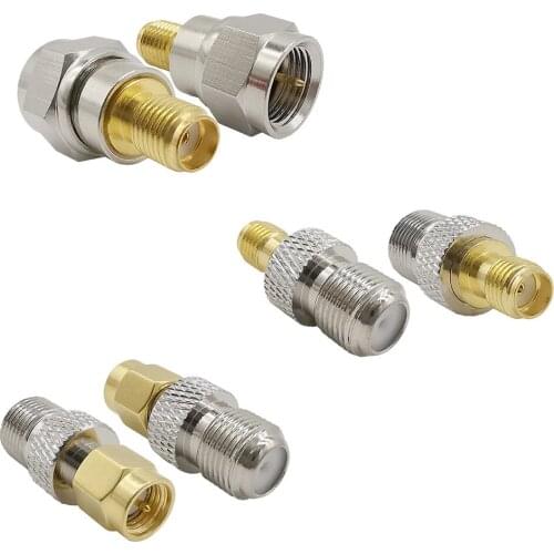 6PCS F Type Plug Jack RF Adapter F-Type to SMA Male Female RF Coaxial Coax Adapter Connector for Antennas Wireless LAN Devices