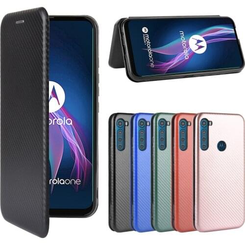 For Motorola One Fusion Plus Case Carbon Fiber Flip Leather Case For Motorola Moto One Fusion Plus Case Cover