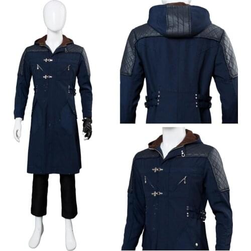 DMC 5 Nero Cosplay Costume Outfit Nero Jacket Trench Coat Glove Halloween Carnival Costume For Adult