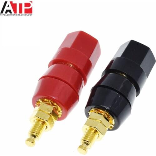 GREAT IT 1pair(black+red) Terminals Red Black Connector Amplifier Terminal Binding Post Banana Speaker Plug Jack Adapter Socket