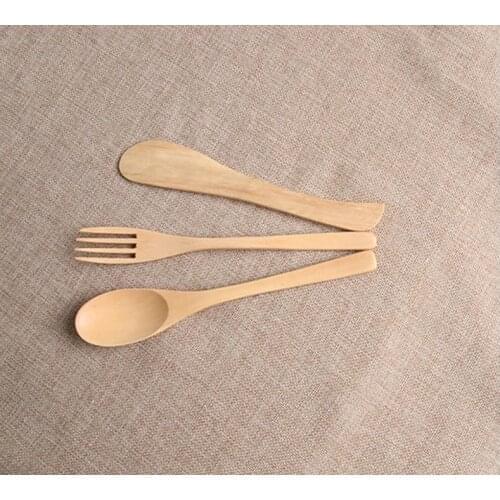 Quevinal Wooden Dinnerware Natural Bamboo Tableware Gift Security Non Toxic Spoon Fork Knife Set Exquisite Anti Scald SN1351