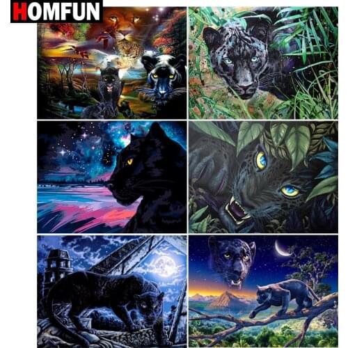 HOMFUN Square Round Drill 5D Diamond Painting Environmental Crafts Full Diamond Embroidery "Panther night" Home decor
